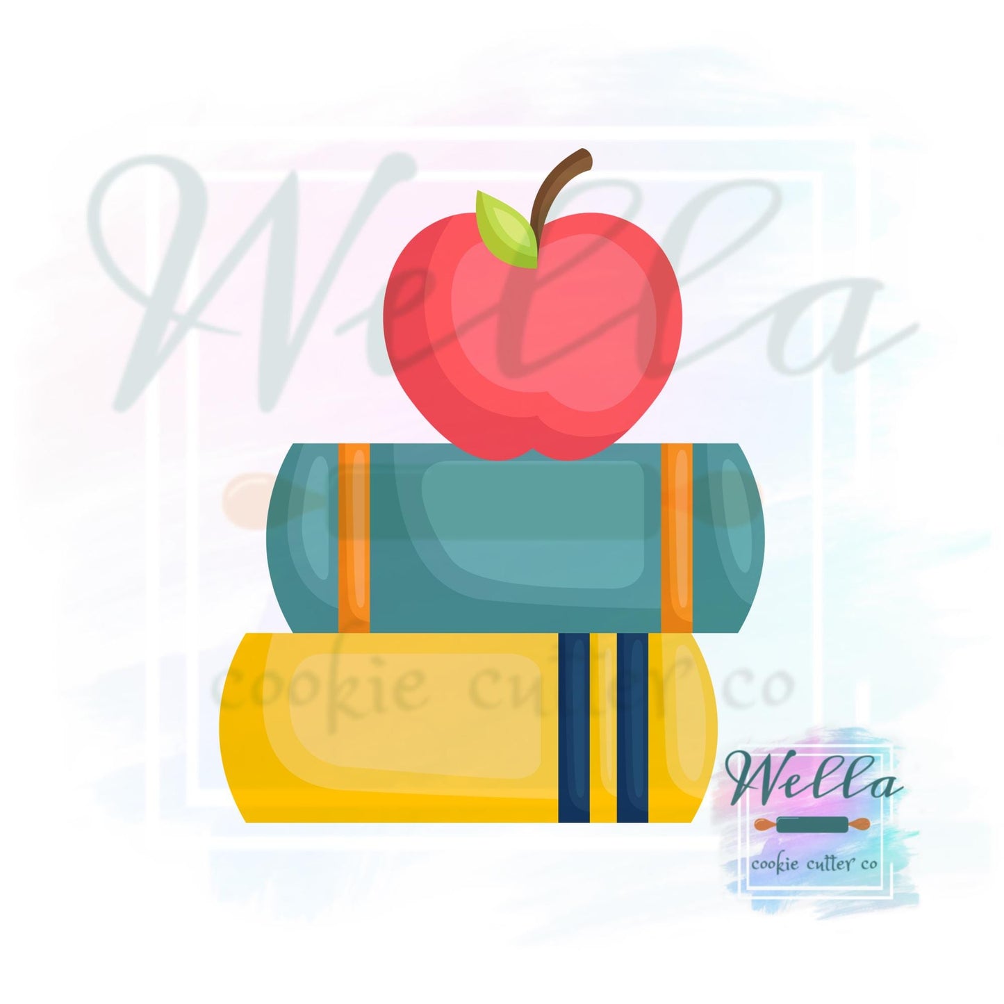 Stacked Books with Apple Cookie Cutter