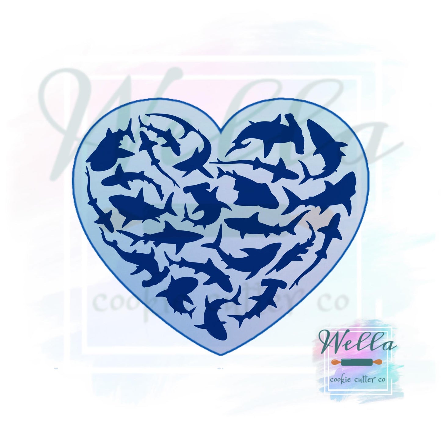 Shark Heart Cookie Cutter with Stencil