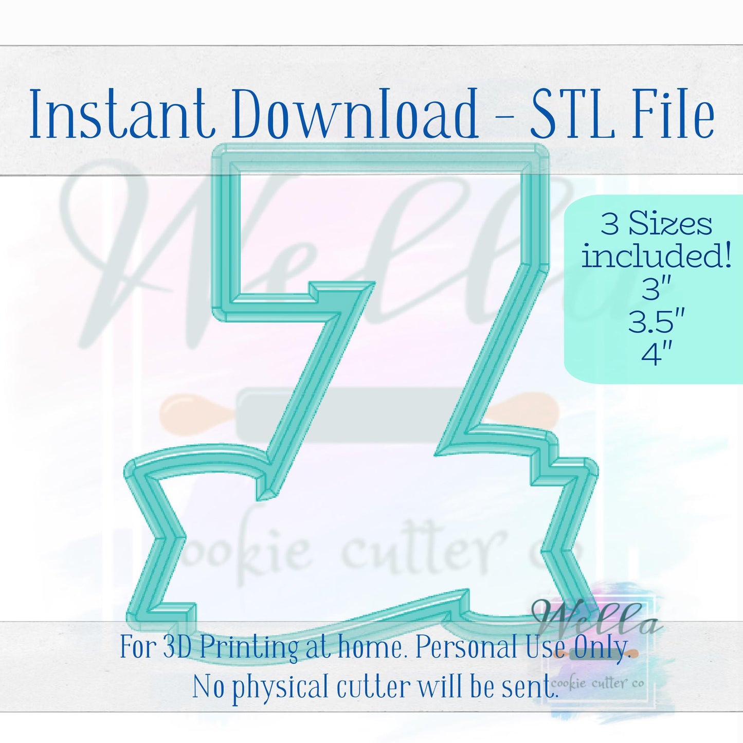 Digital STL File - Number 7 with Banner Cookie Cutter - 3 Sizes
