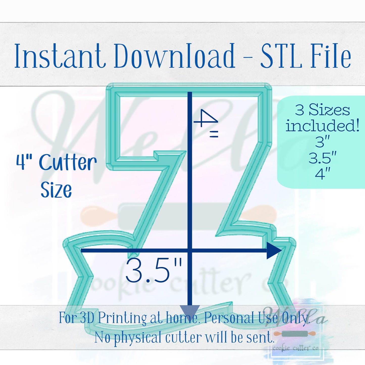 Digital STL File - Number 7 with Banner Cookie Cutter - 3 Sizes