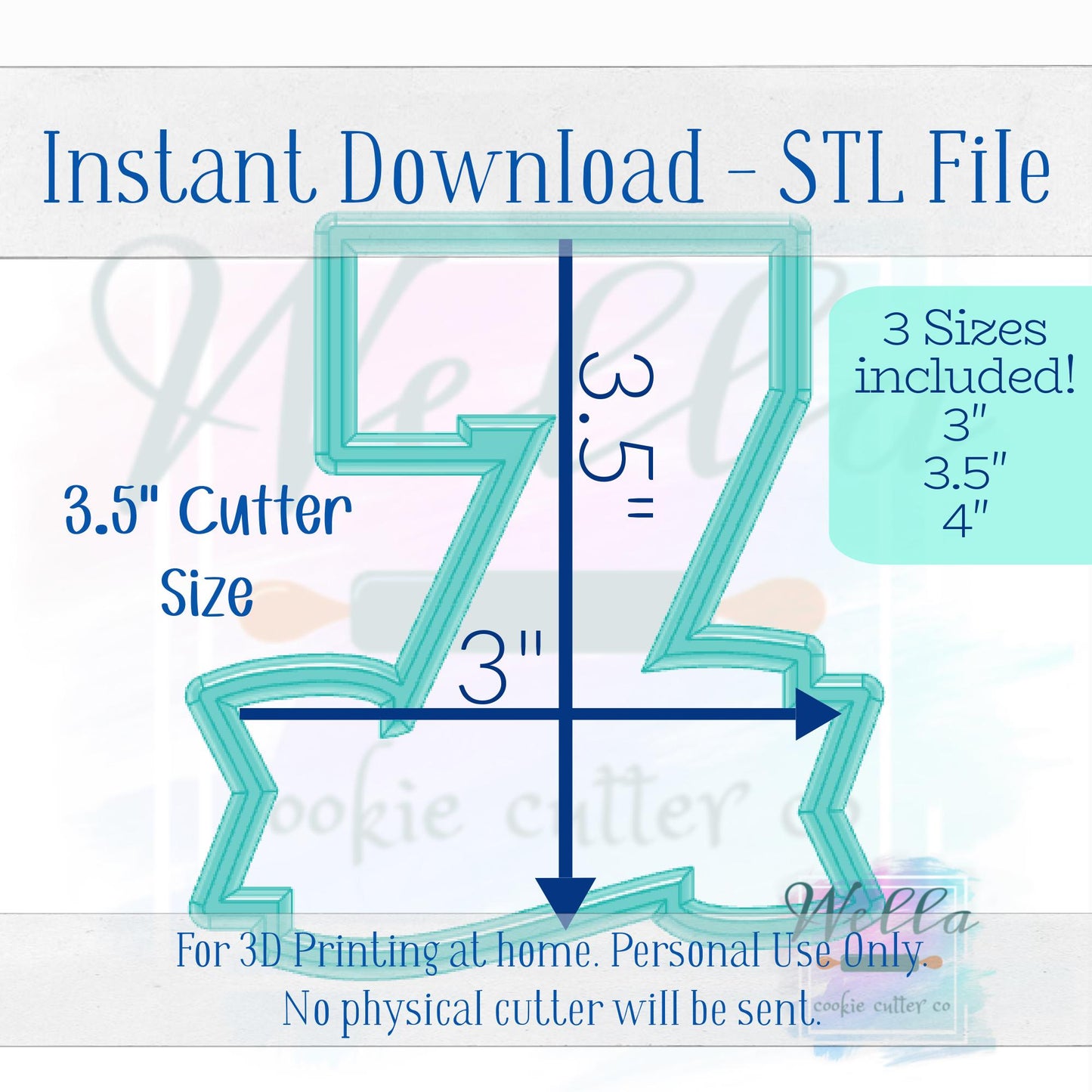 Digital STL File - Number 7 with Banner Cookie Cutter - 3 Sizes