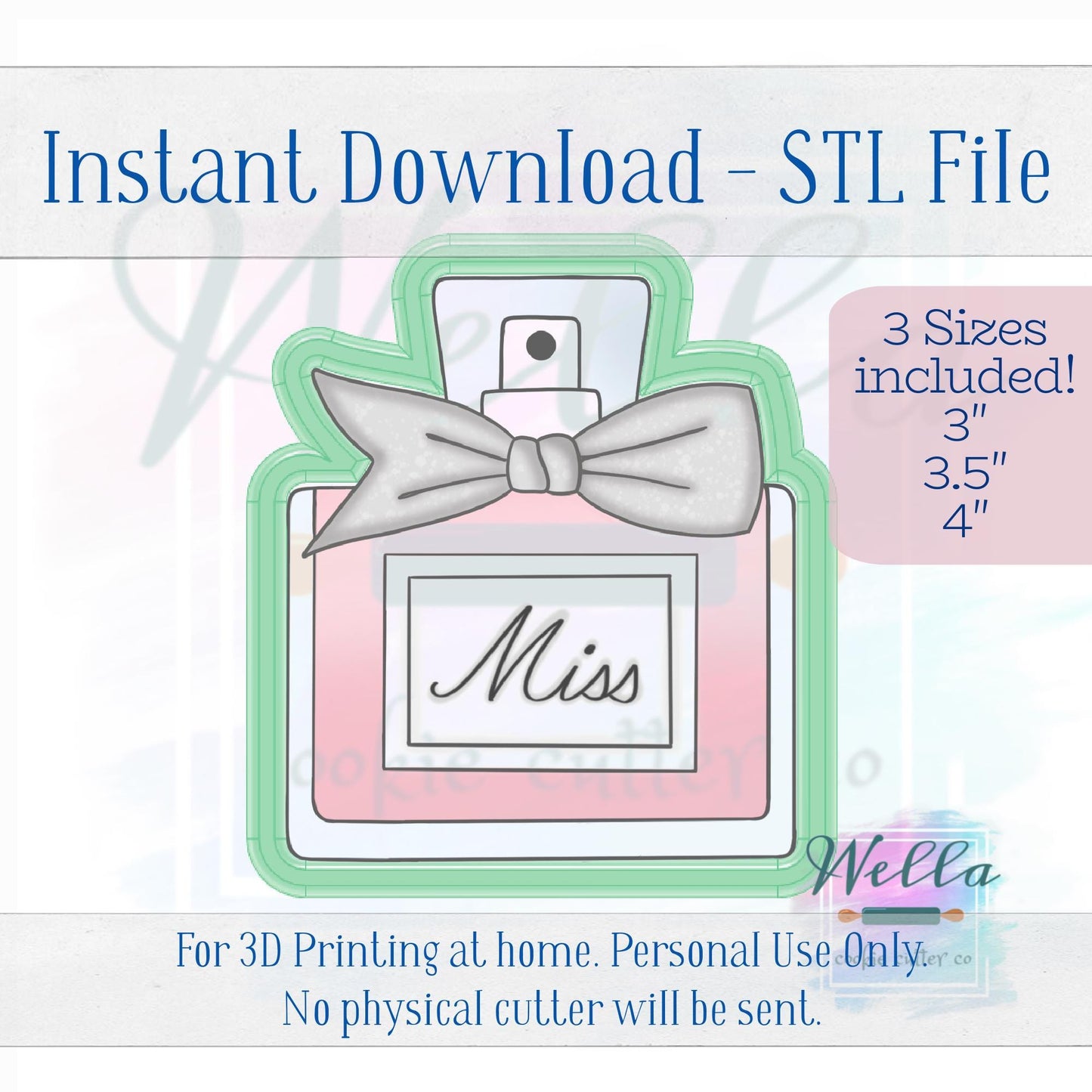 Digital STL File - Perfume Bottle Cookie Cutter - 4 Sizes
