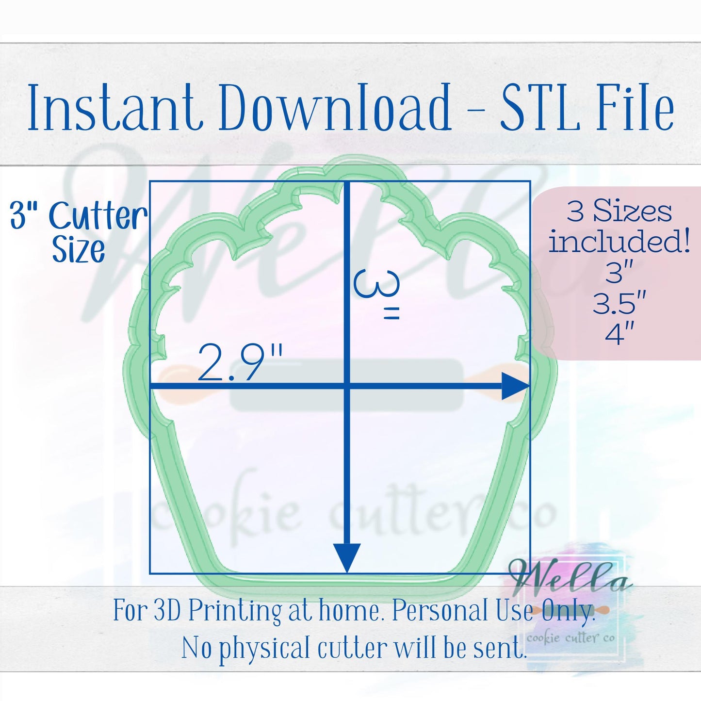 Digital STL File - Strawberry #2 Cookie Cutter - 3 Sizes
