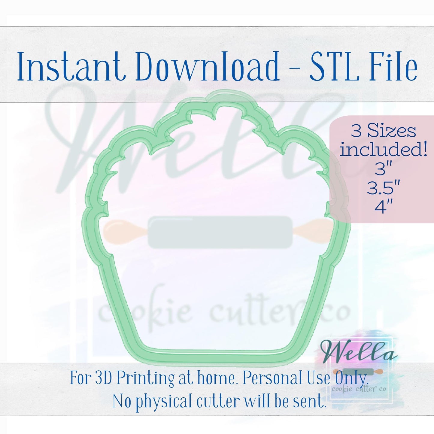 Digital STL File - Strawberry #2 Cookie Cutter - 3 Sizes