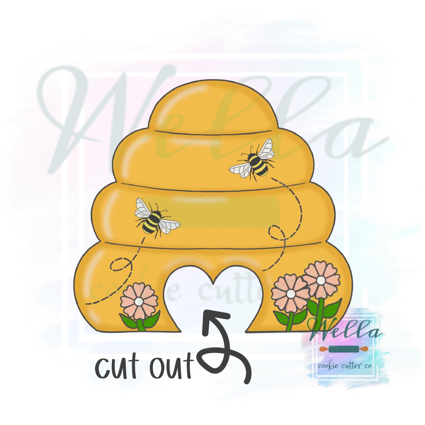 Beehive with Heart Cut Out Cookie Cutter