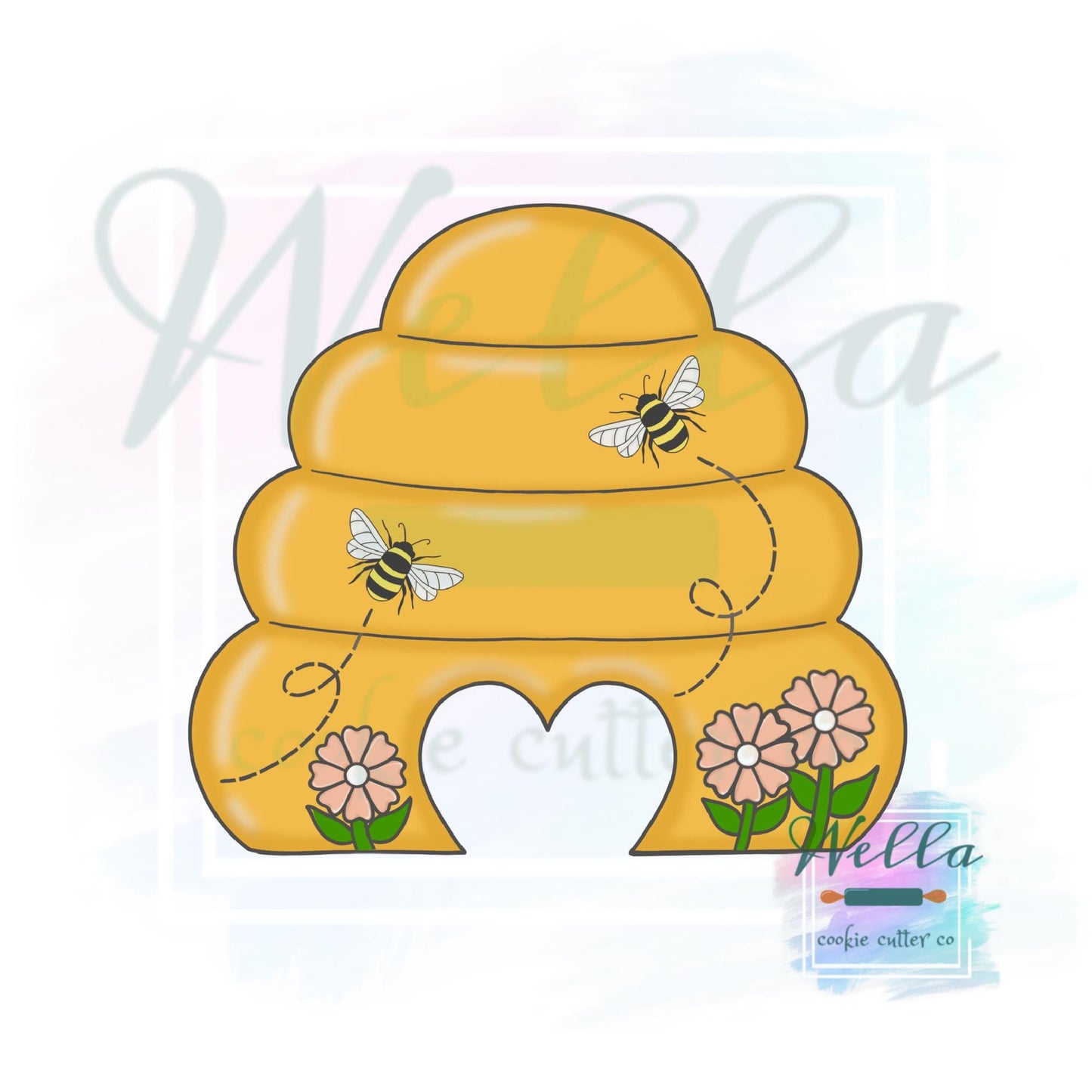 Beehive with Heart Cut Out Cookie Cutter