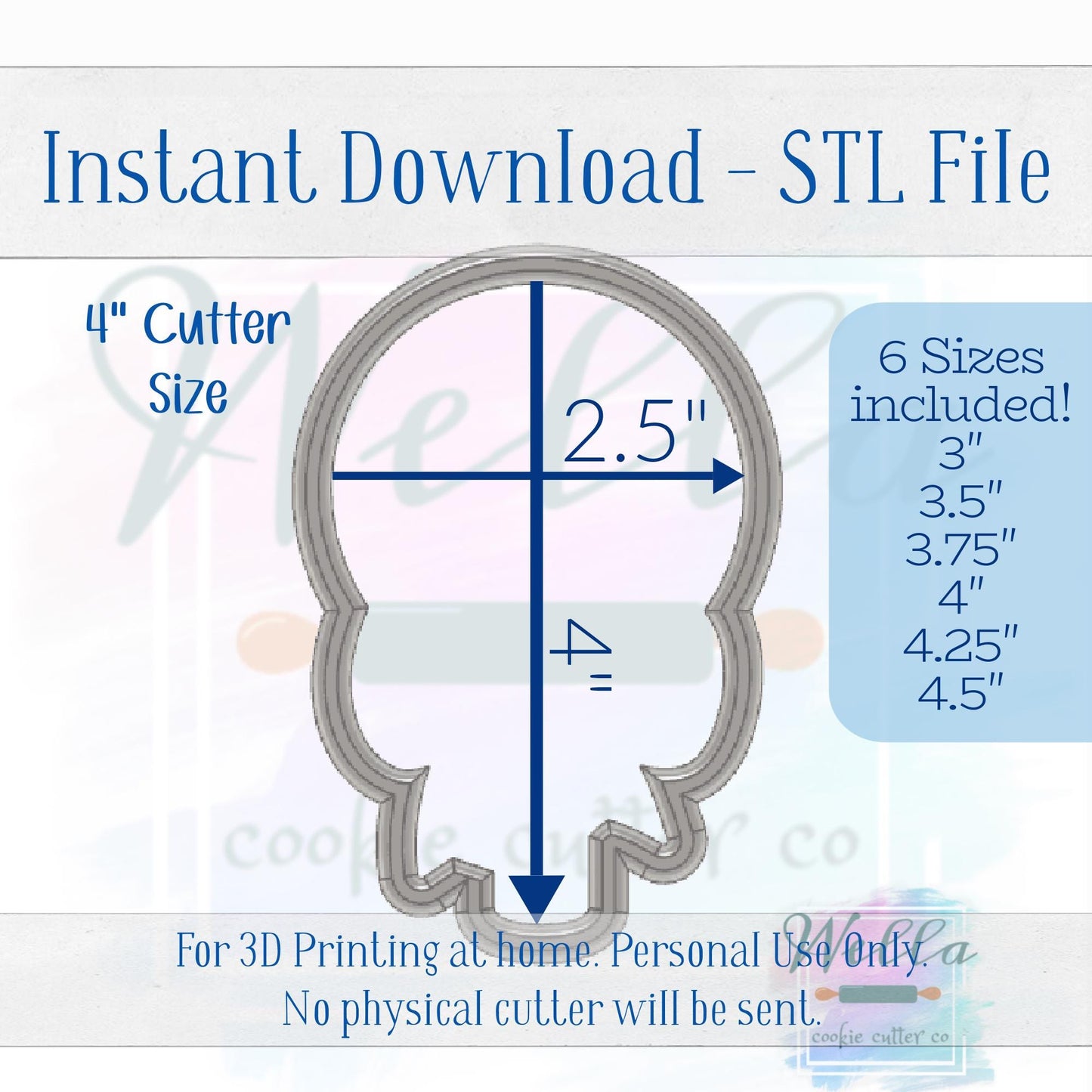 Digital STL File - Lollipop with Bow Cookie Cutter- 6 Sizes