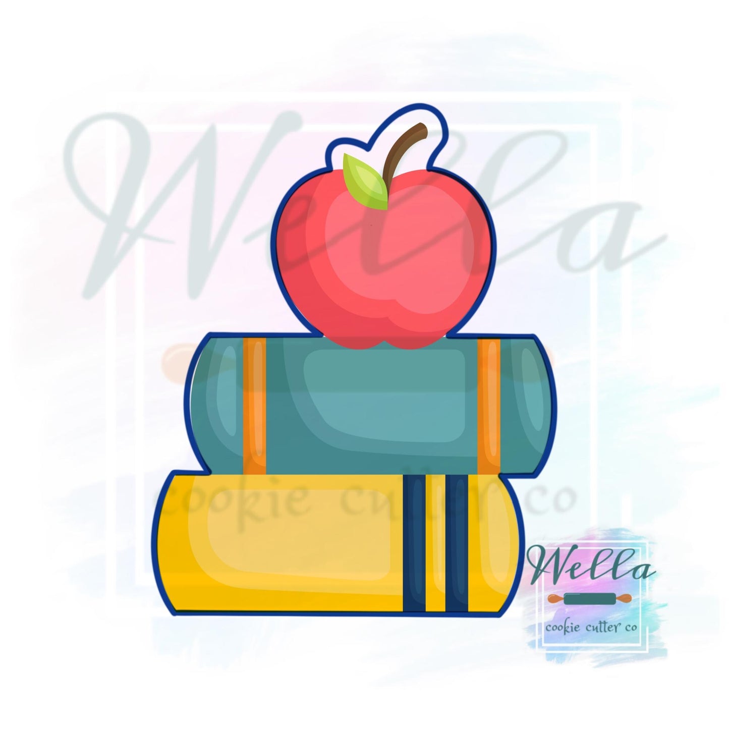 Stacked Books with Apple Cookie Cutter