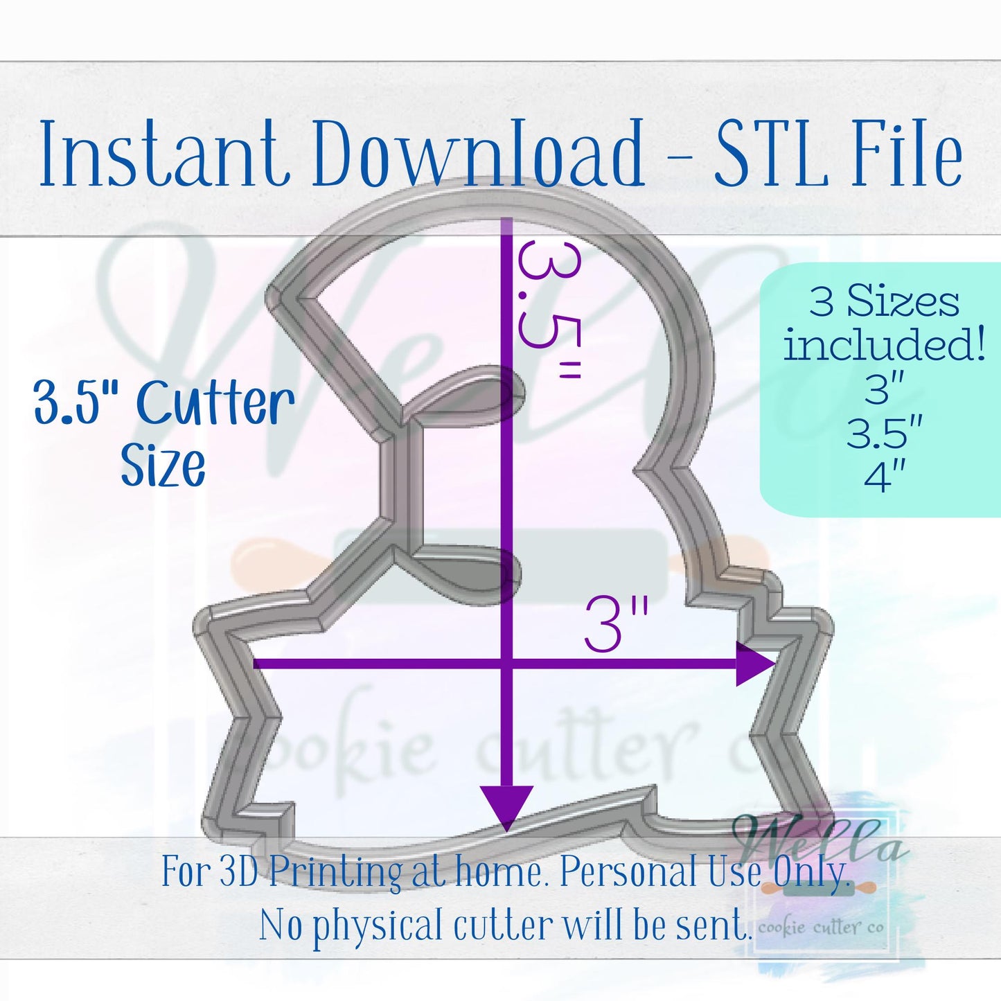 Digital STL File - Number 3 with Banner Cookie Cutter - 3 Sizes