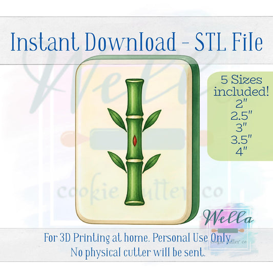 Digital STL File - Mahjong Single Tile Cookie Cutter - 5 Sizes Included