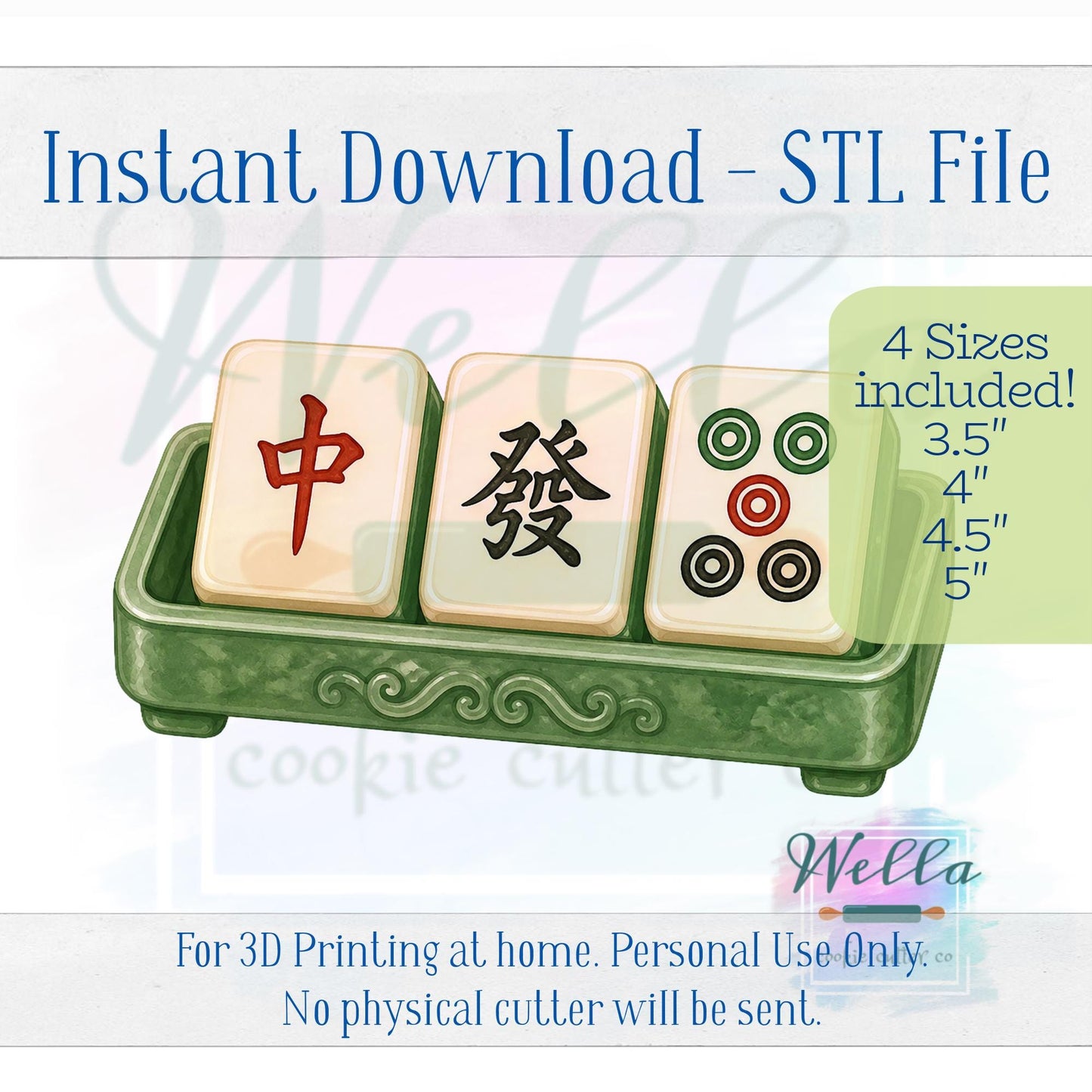 Digital STL File - Mahjong Set of Tiles Cookie Cutter - 4 Sizes Included