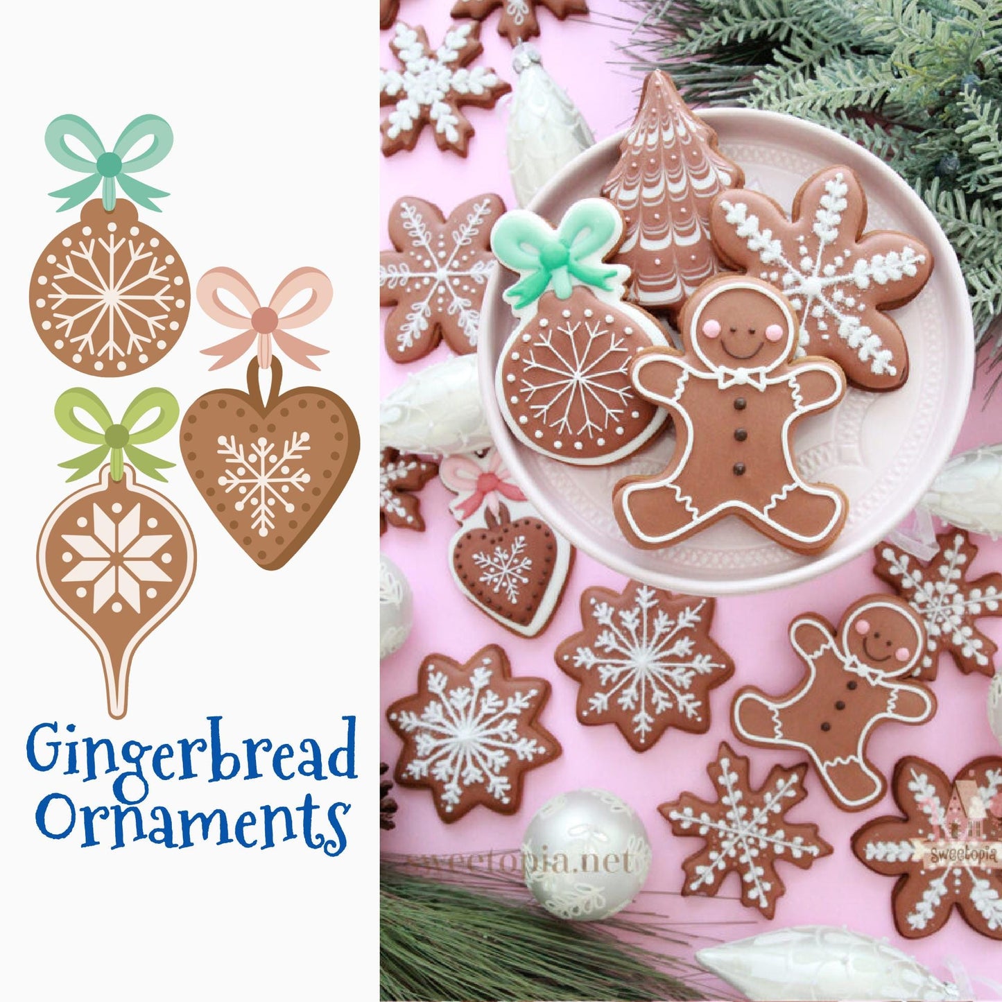 Gingerbread Ornaments with Bows Cookie Cutters