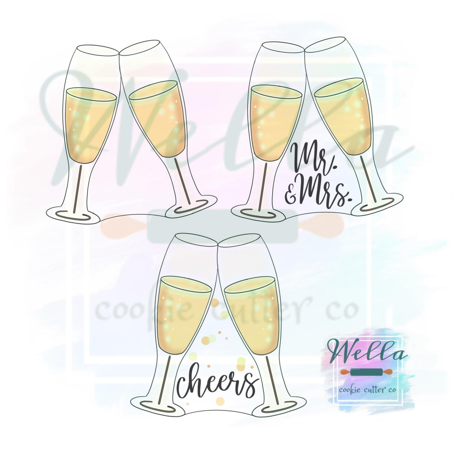 Champagne Glasses Cookie Cutter