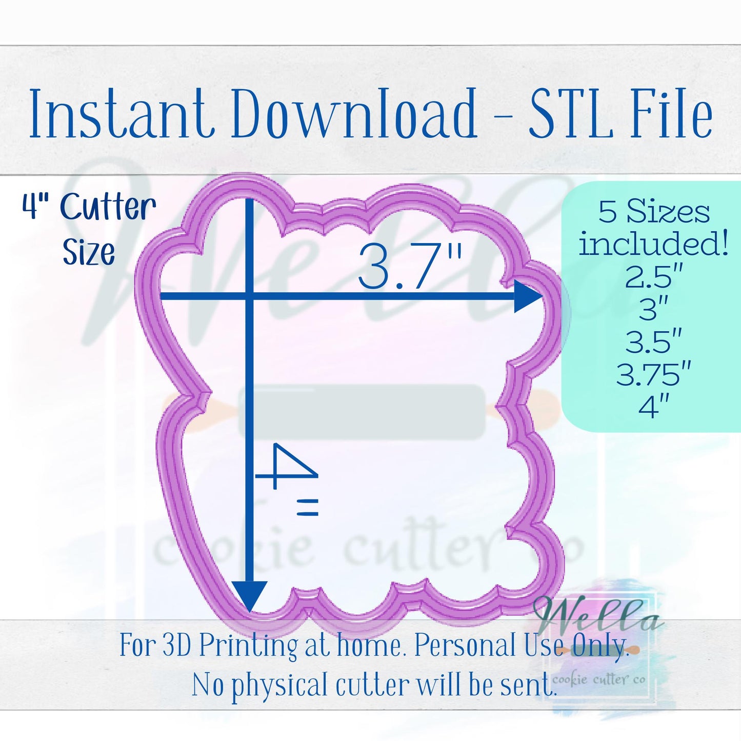 Digital STL File -Miss to Mrs. Cookie Cutter - 5 Sizes
