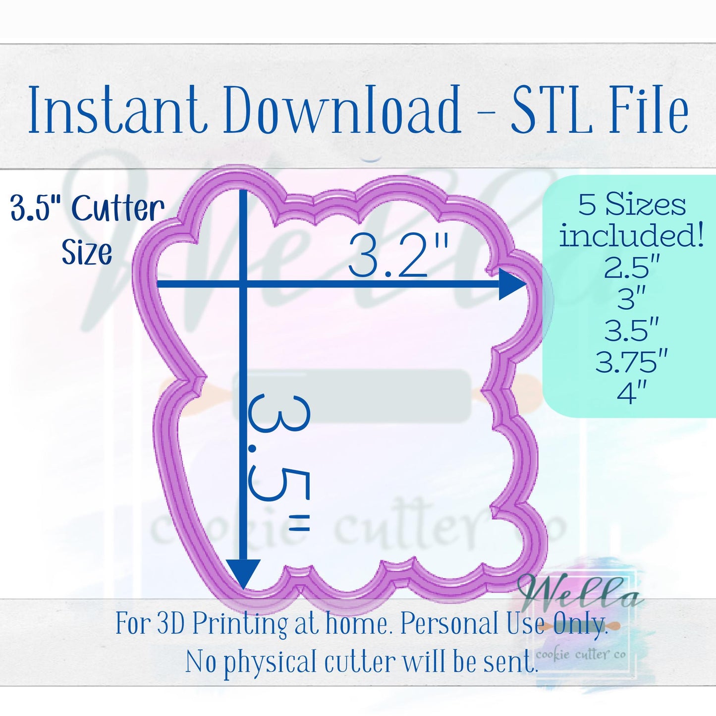 Digital STL File -Miss to Mrs. Cookie Cutter - 5 Sizes