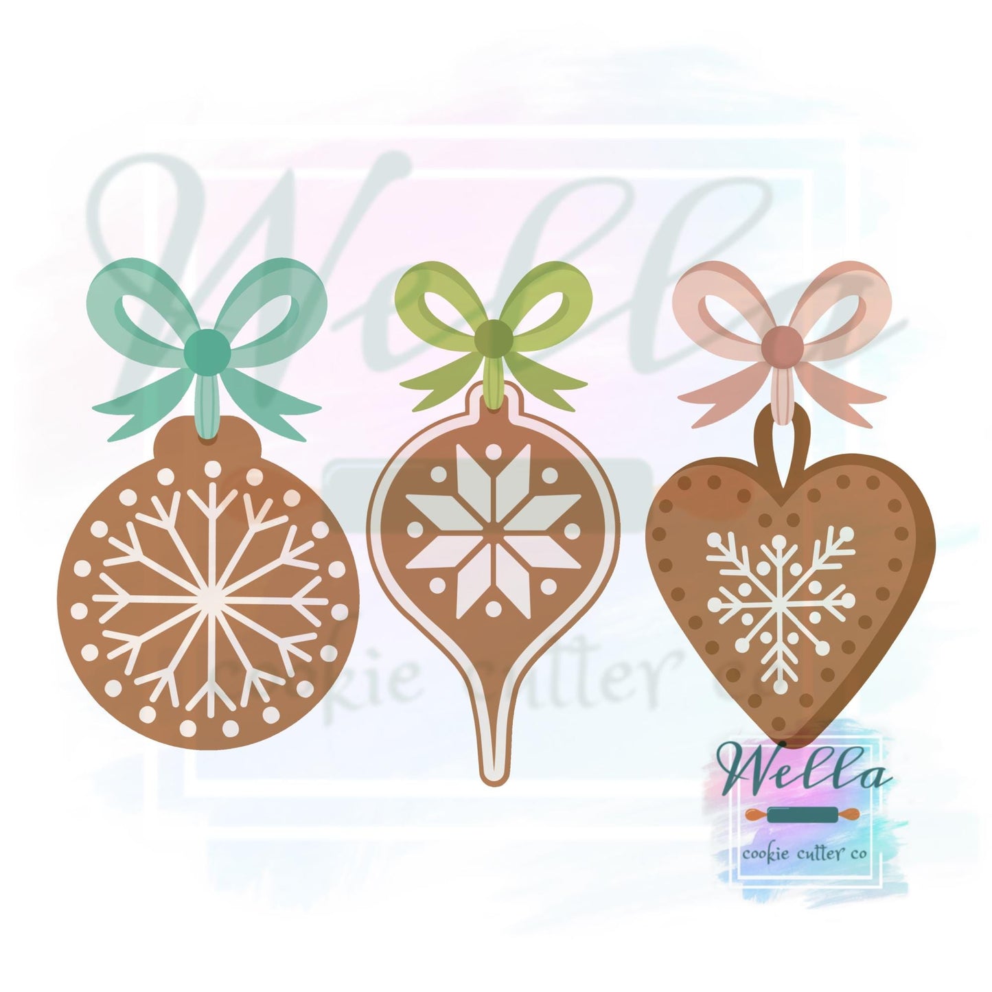Gingerbread Ornaments with Bows Cookie Cutters