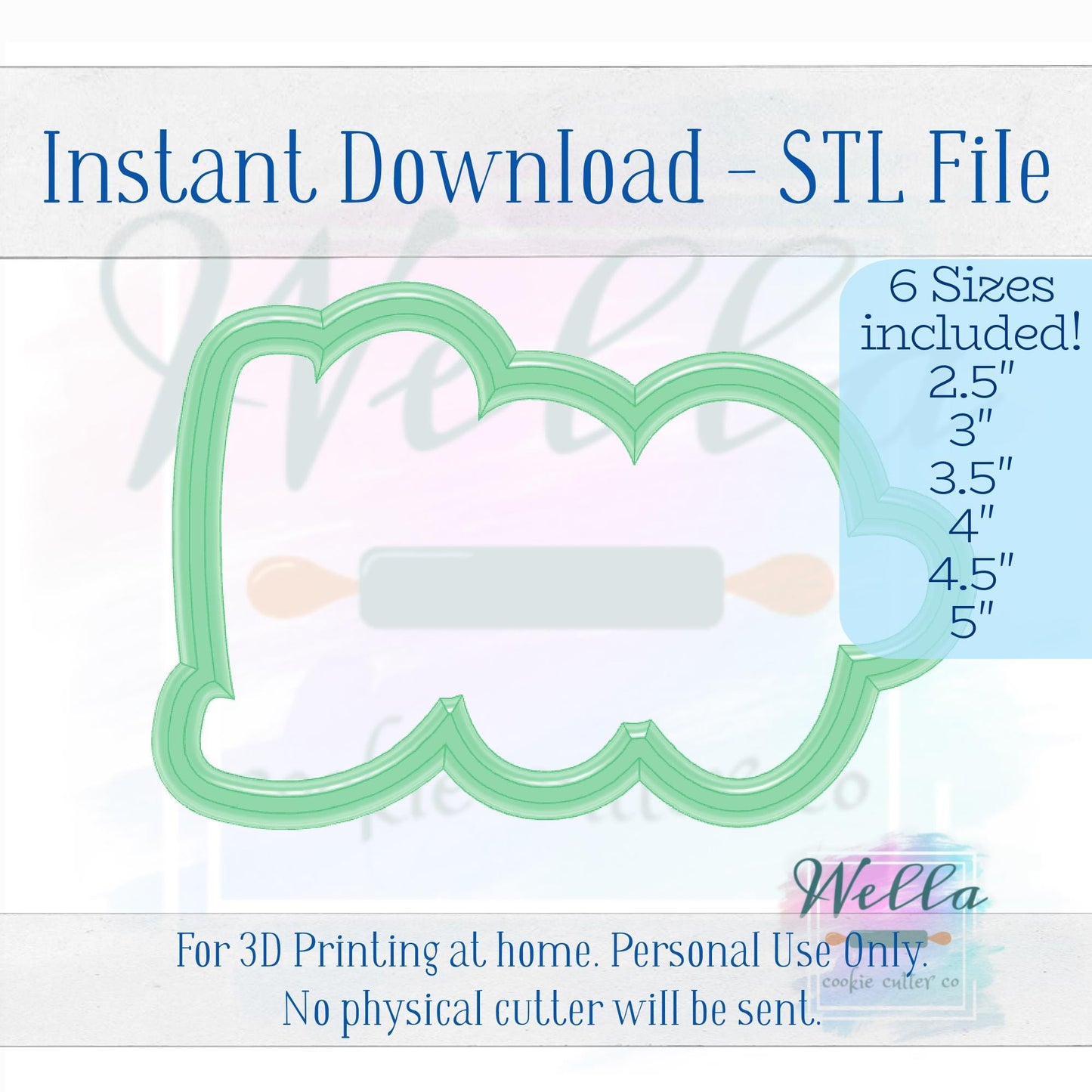 Digital STL File - BOO Text Cookie Cutter - 6 Sizes Included