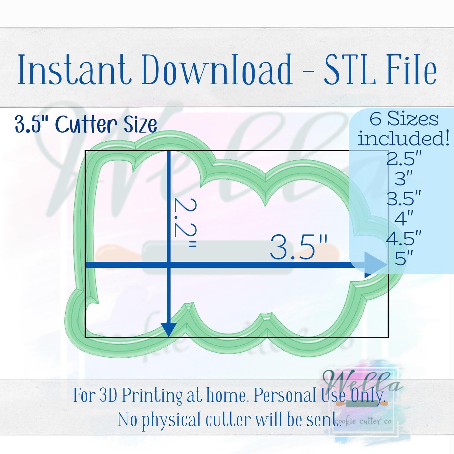 Digital STL File - BOO Text Cookie Cutter - 6 Sizes Included