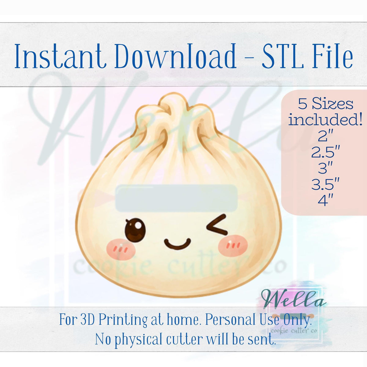 Digital STL File - Dumpling Cookie Cutter - 5 Sizes Included