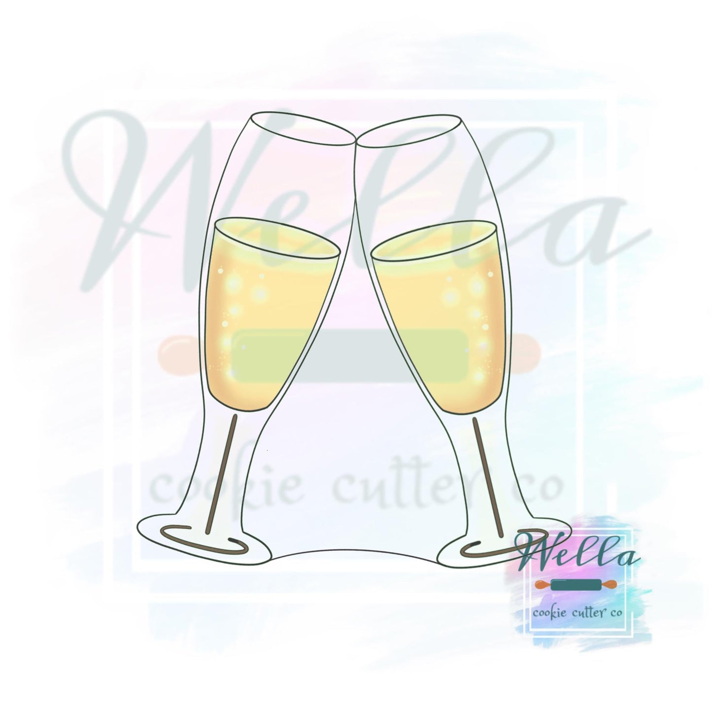 Champagne Glasses Cookie Cutter