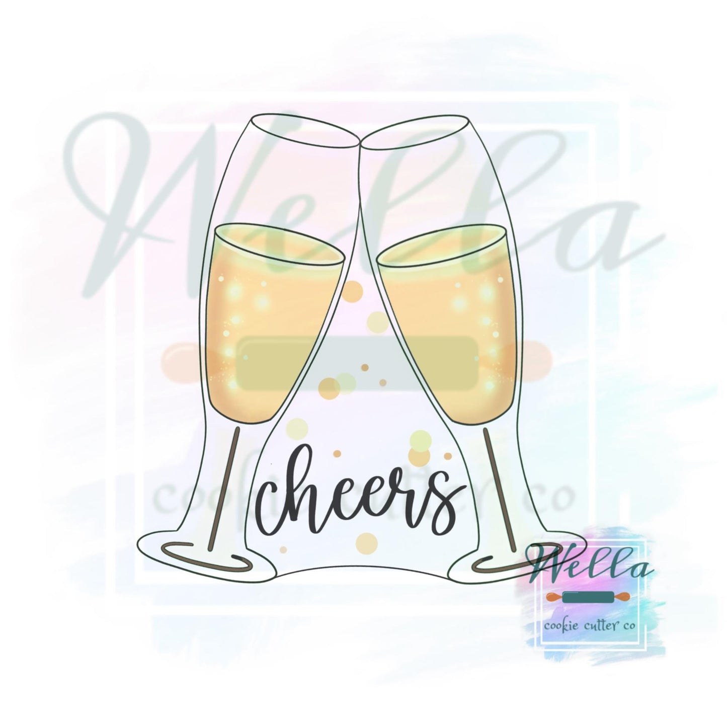 Champagne Glasses Cookie Cutter