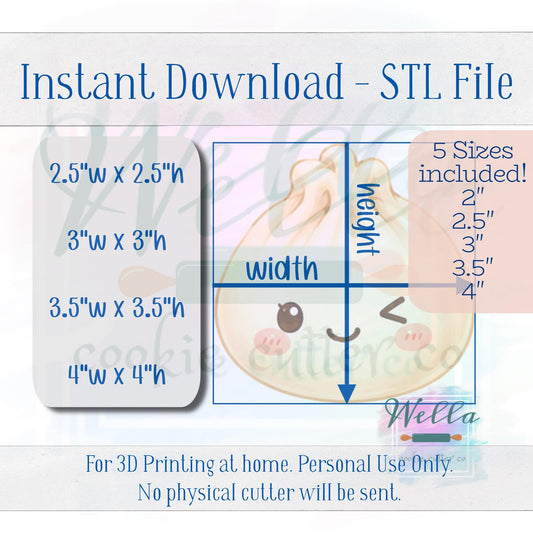 Digital STL File - Dumpling Cookie Cutter - 5 Sizes Included