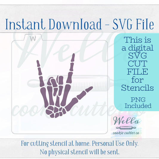 Digital SVG Cut File - I Love You Skeleton Cookie Stencil