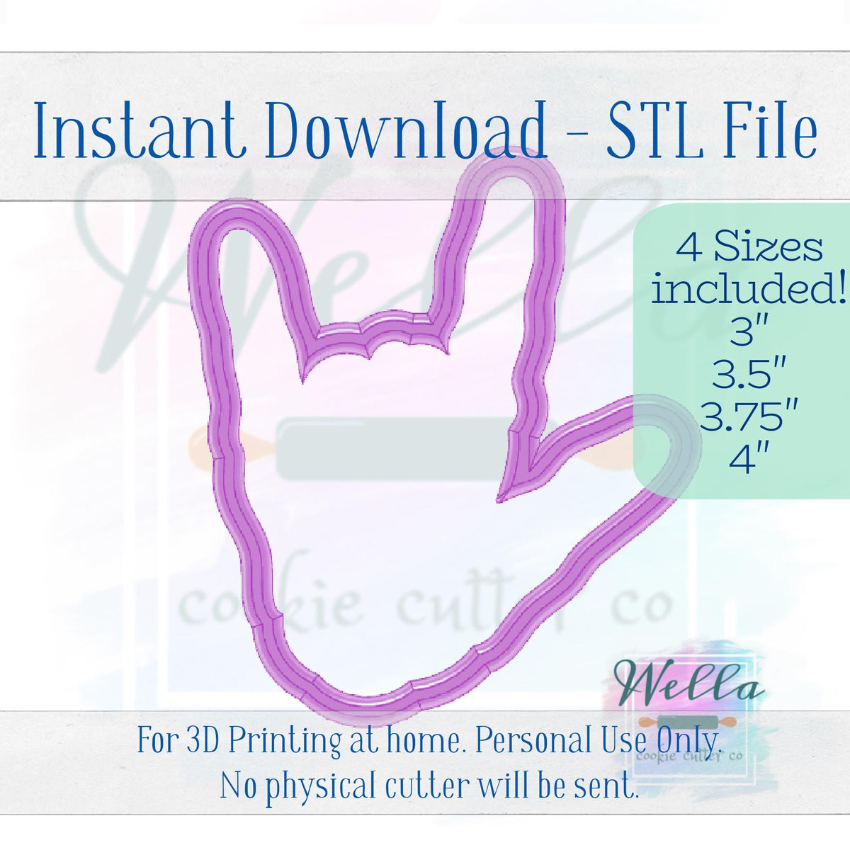 Digital STL File - I Love You Skeleton Cookie Cutter - 4 Sizes