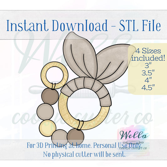 Digital STL File - Baby Teether with Beads Cookie Cutter - 4 Sizes Included