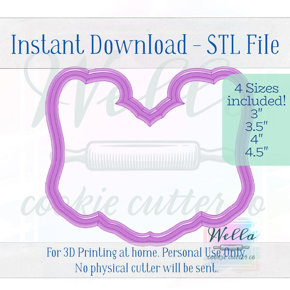 Digital STL File - Skeleton Love Cookie Cutter - 4 Sizes