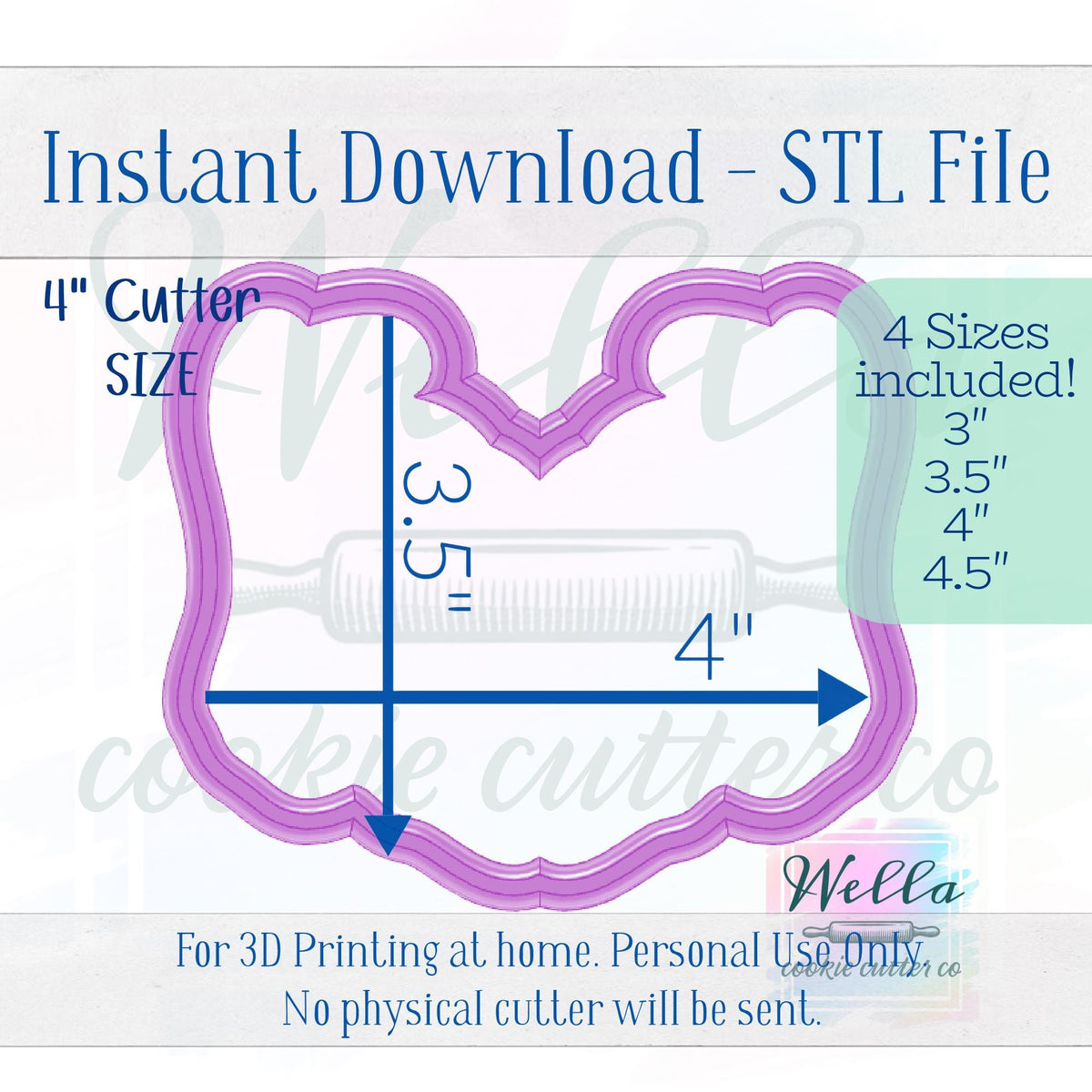 Digital STL File - Skeleton Love Cookie Cutter - 4 Sizes