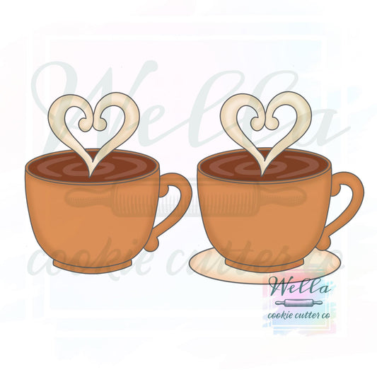 Coffee Cup with Heart Cookie Cutter with or without Saucer