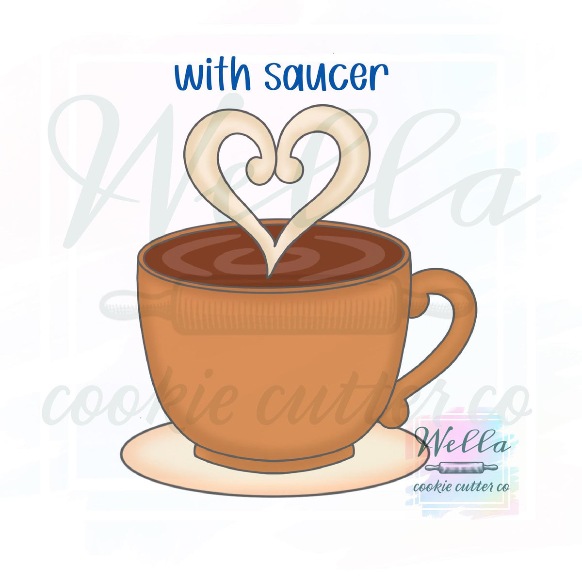 Coffee Cup with Heart Cookie Cutter with or without Saucer