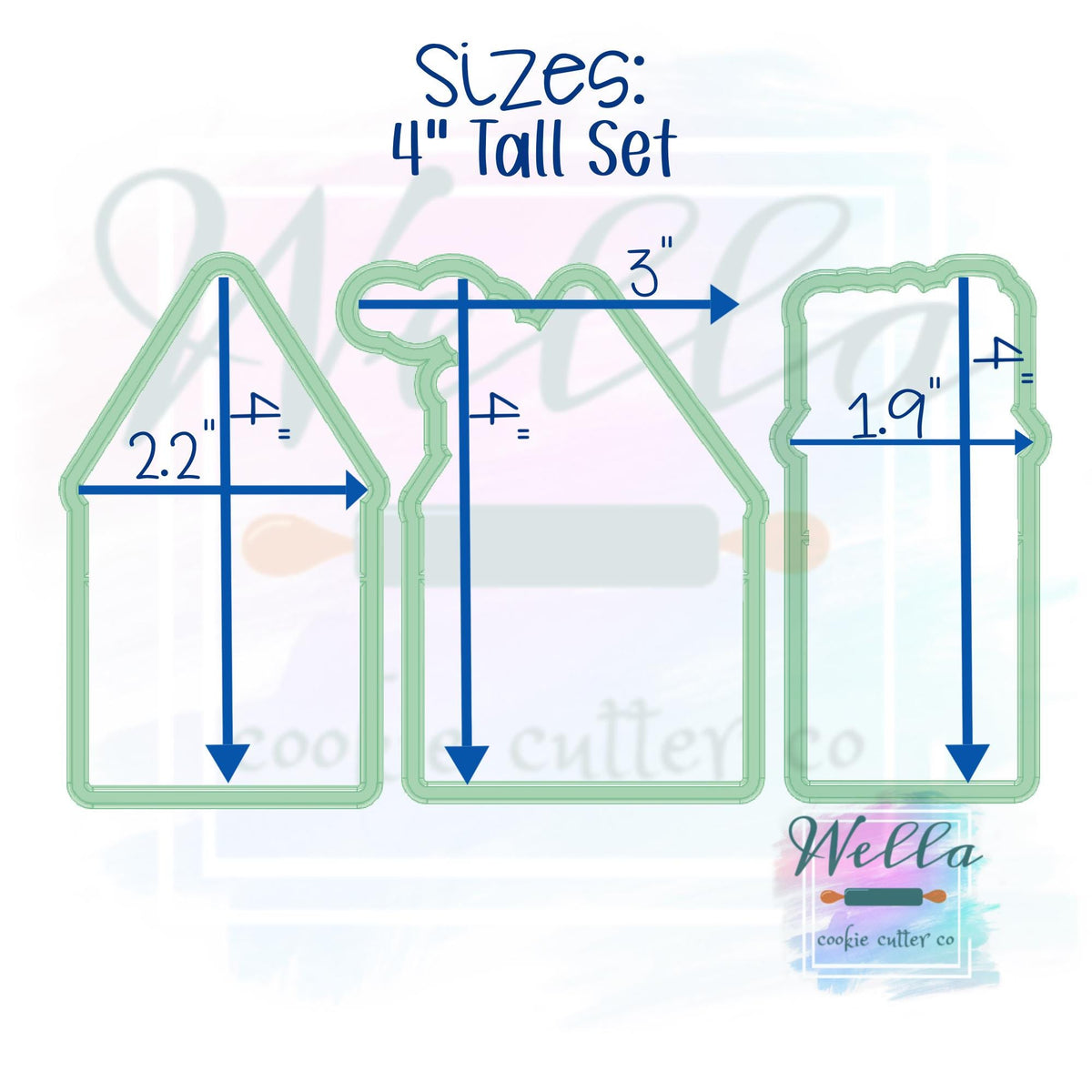 Gingerbread Town Set Cookie Cutters with Optional Stencils