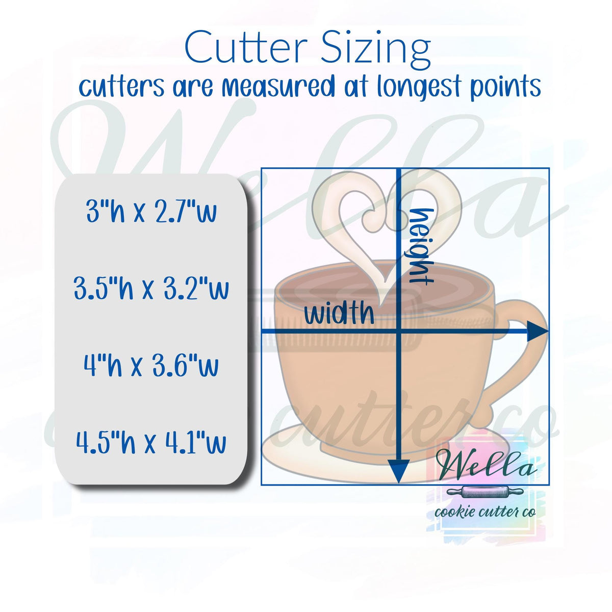 Coffee Cup with Heart Cookie Cutter with or without Saucer
