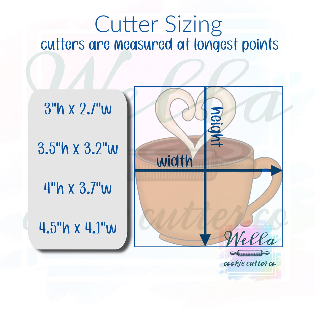 Coffee Cup with Heart Cookie Cutter with or without Saucer