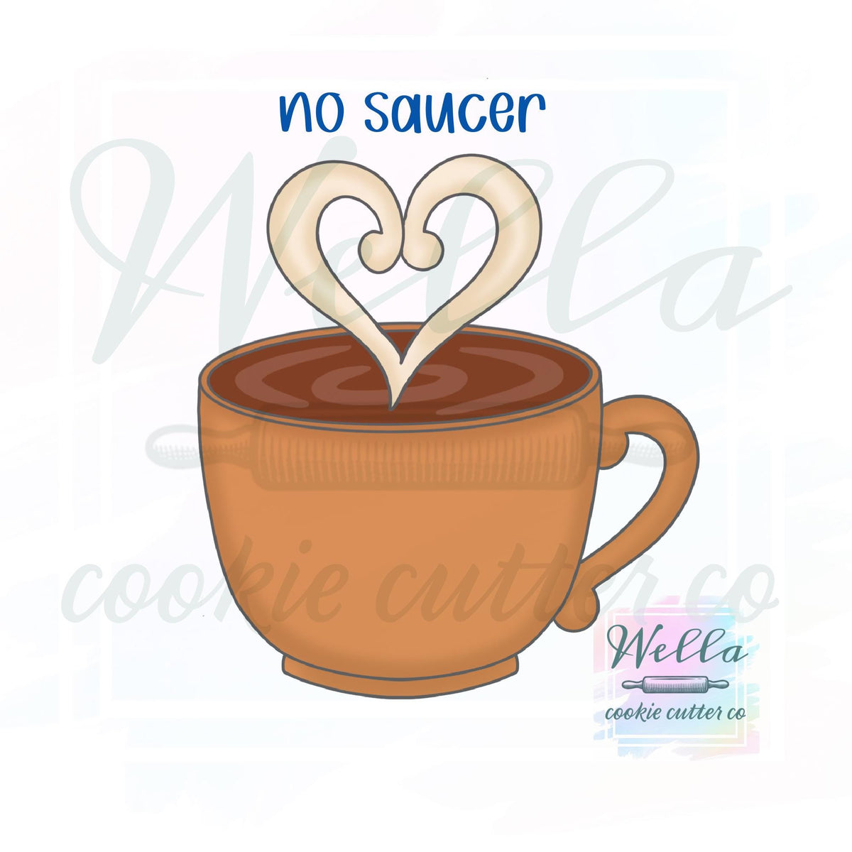 Coffee Cup with Heart Cookie Cutter with or without Saucer