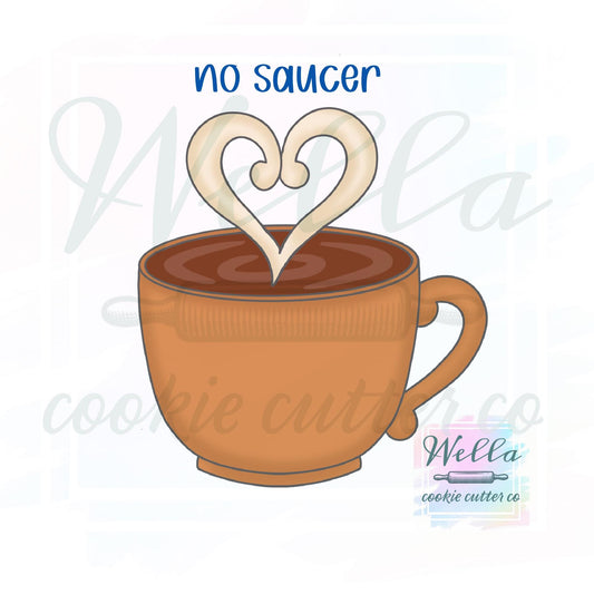 Coffee Cup with Heart Cookie Cutter with or without Saucer