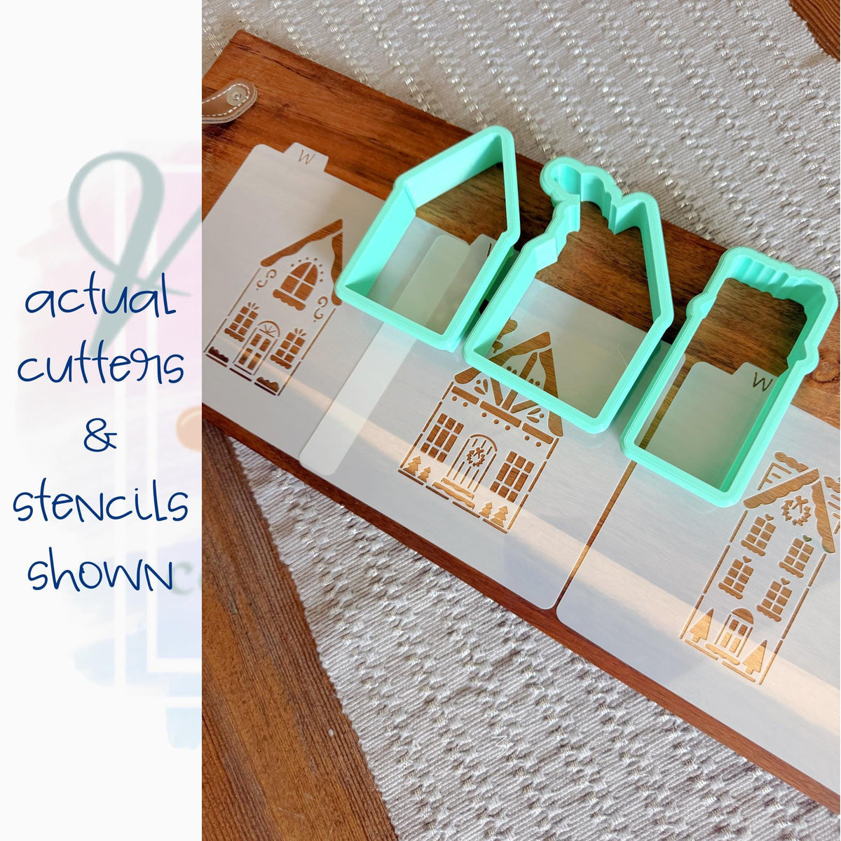 Gingerbread Town Set Cookie Cutters with Optional Stencils