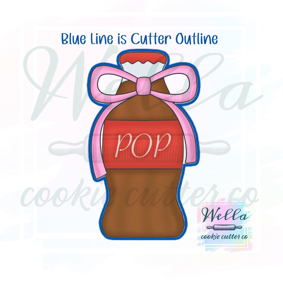 Soda Pop Bottle with Bow Cookie Cutter