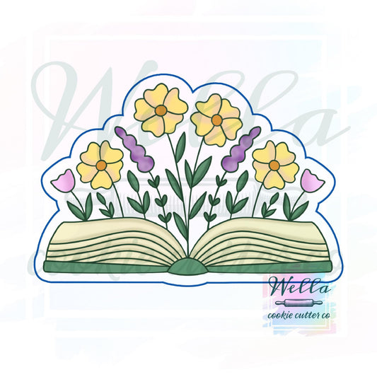 Floral Open Book Cookie Cutter