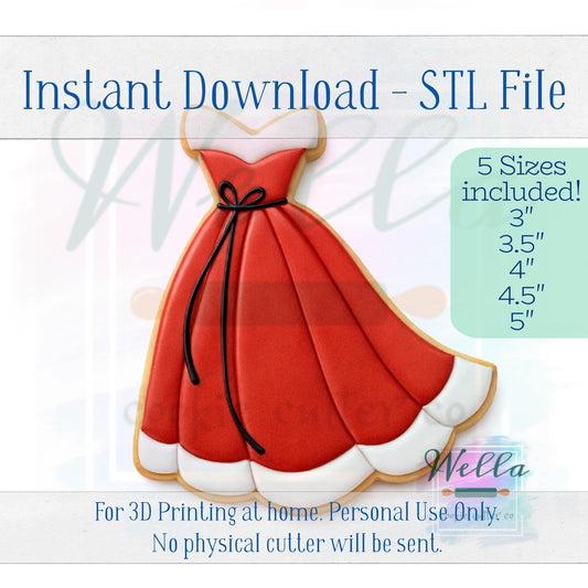 Digital STL File - Christmas Ballgown Dress - 5 Sizes