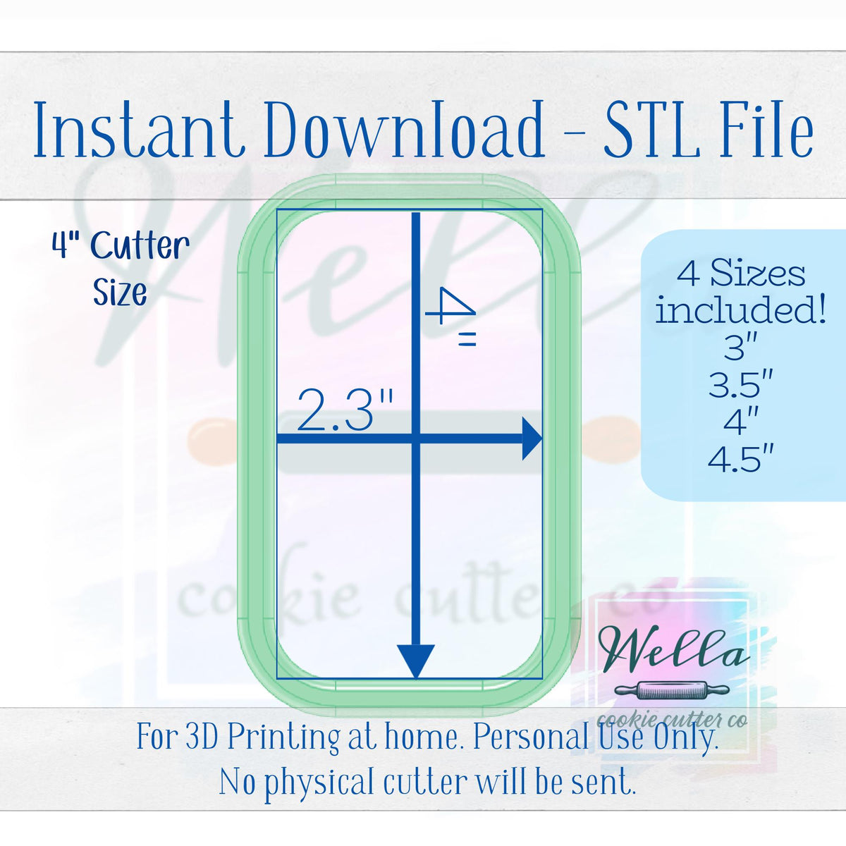 Digital STL File - Hand Sanitizer Cookie Cutter - 4 Sizes