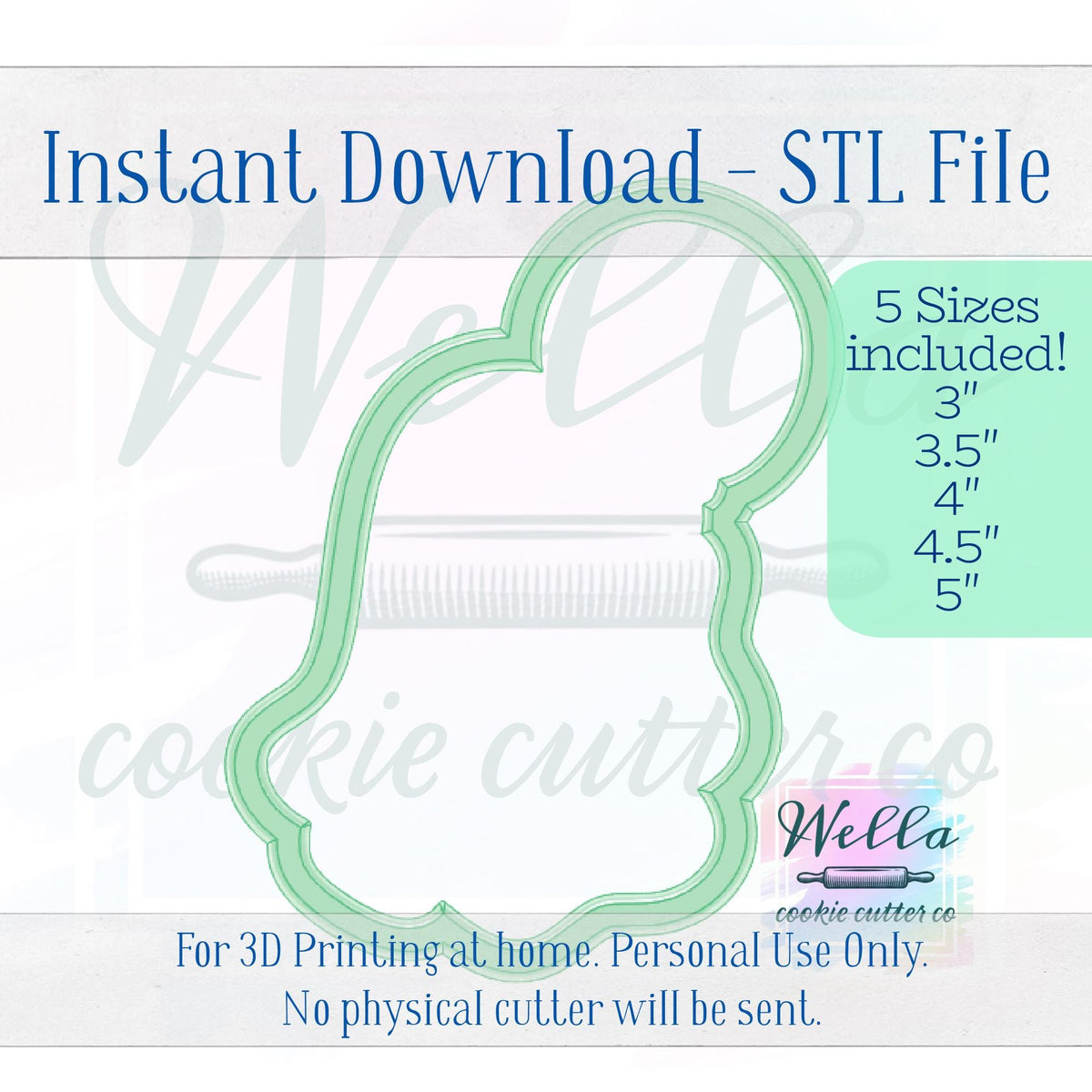Digital STL File - Ghost with Pumpkin Balloon Cookie Cutter - 5 Sizes