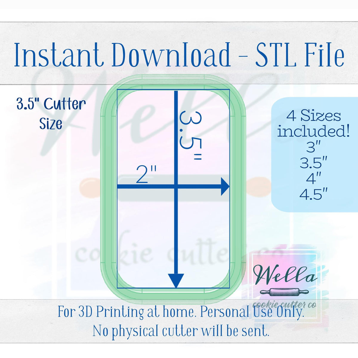 Digital STL File - Hand Sanitizer Cookie Cutter - 4 Sizes