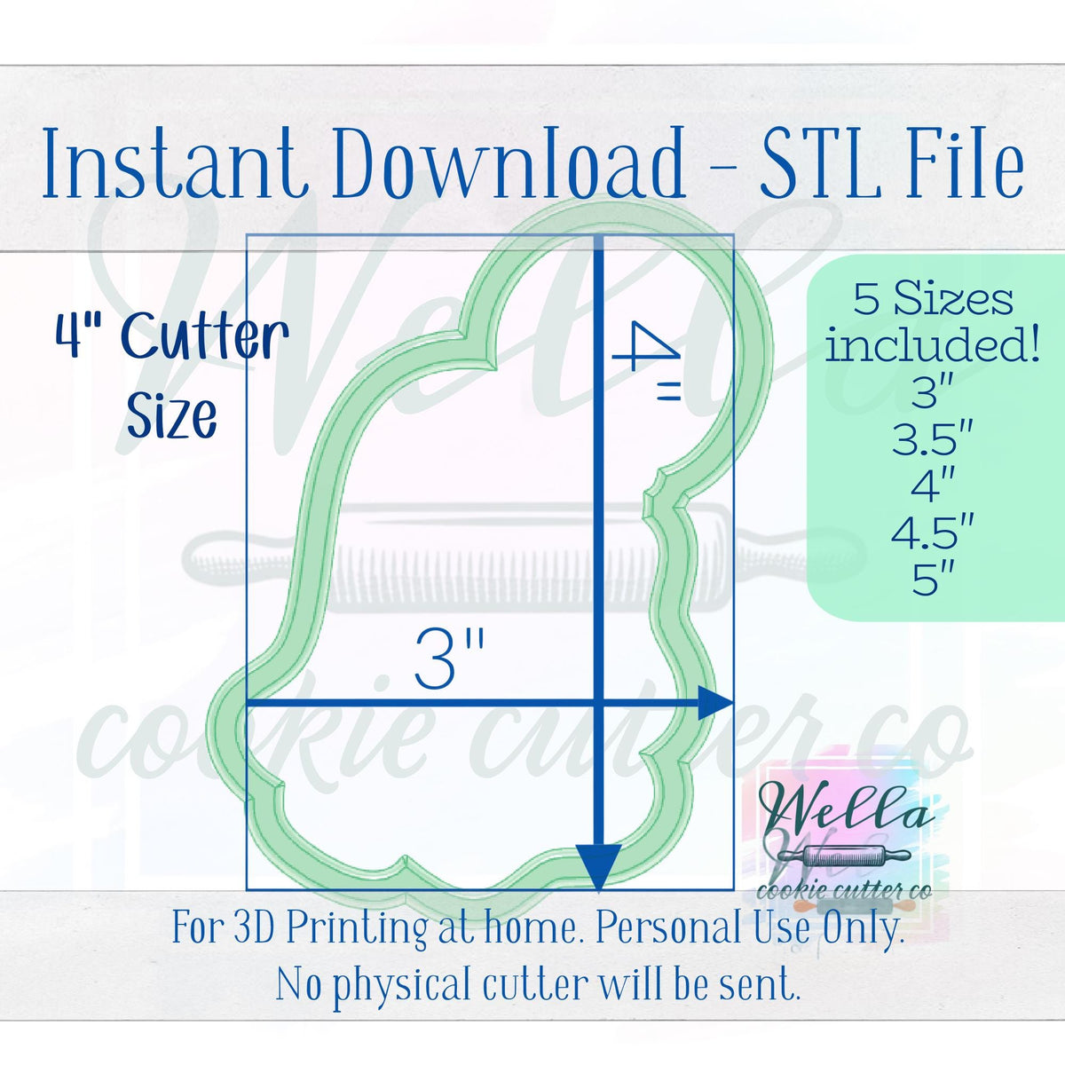 Digital STL File - Ghost with Pumpkin Balloon Cookie Cutter - 5 Sizes